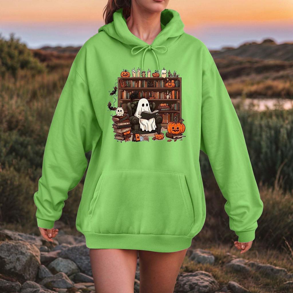Women Fashion O Neck Long Sleeve Printed Top Hoodie Sweatshirt