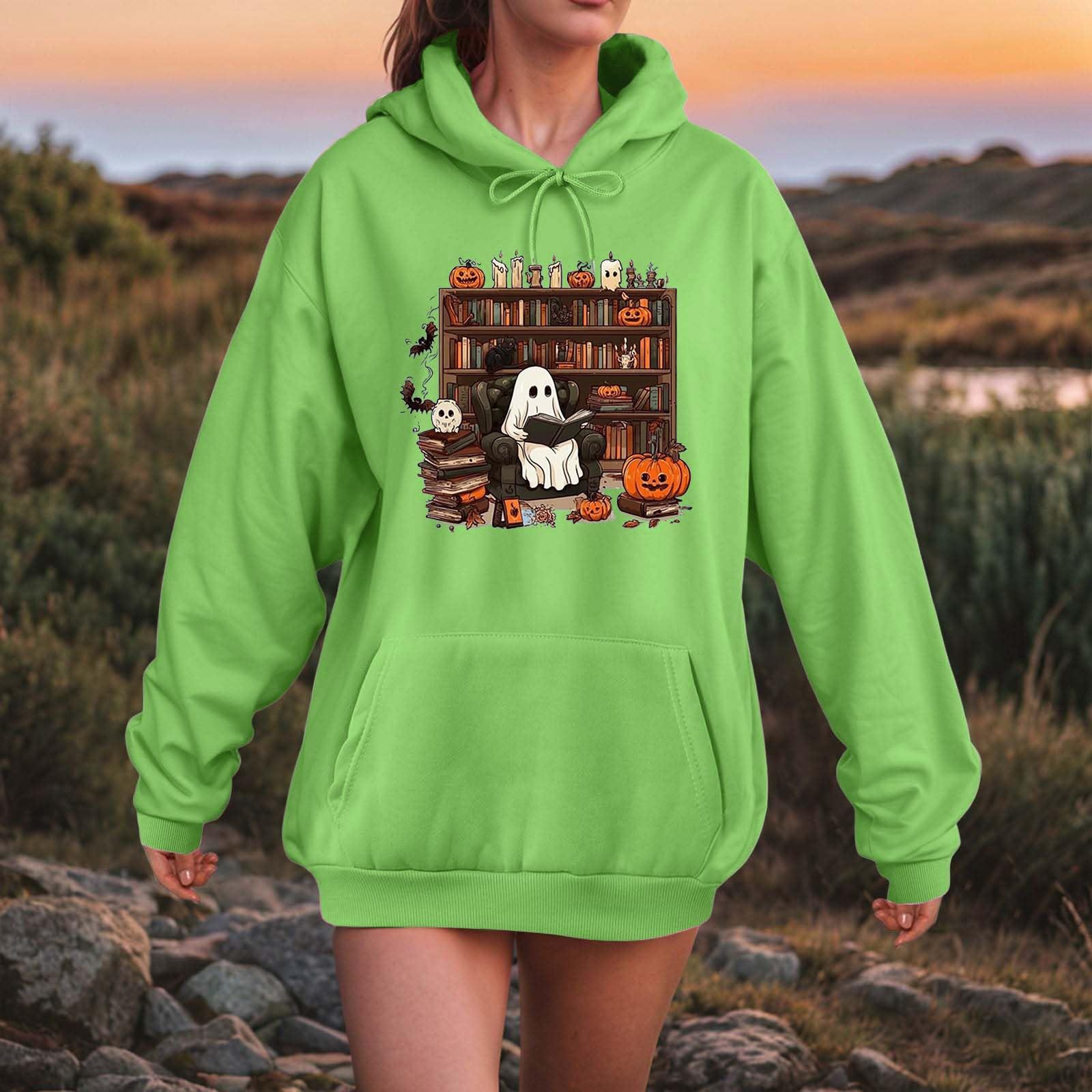 Женская мода O-образный вырез с длинным рукавом и принтом толстовка с капюшоном XL 1844₽