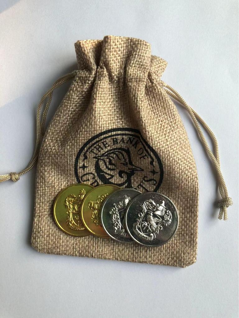 Harry Potter Gringotts Gold Galleon Coin & Elf Money Bag Badge - Creative Student Gift