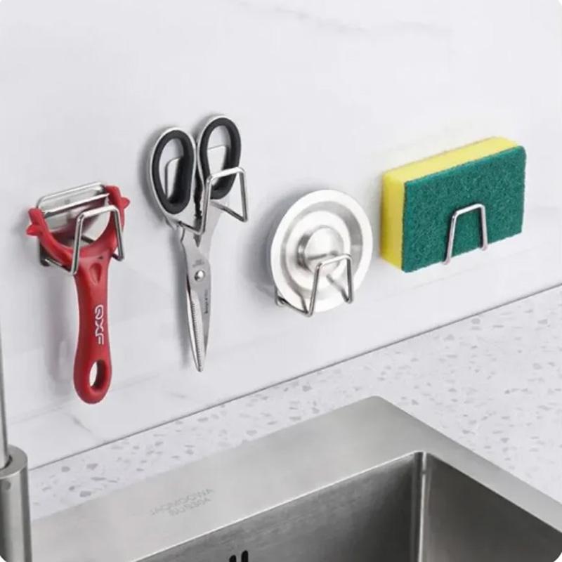 Kitchen Sponge Rack Stainless Steel Rack Sponge Drainage and Drying Rack Self-adhesive Storage Rack Kitchen Organizer