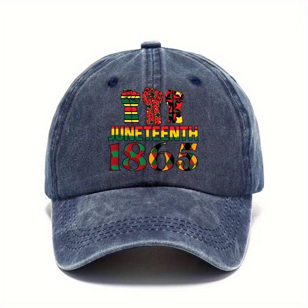 Juneteenth 1865 Fist Baseball Cap Adjustable Polyester Casual Black Adult Headwear