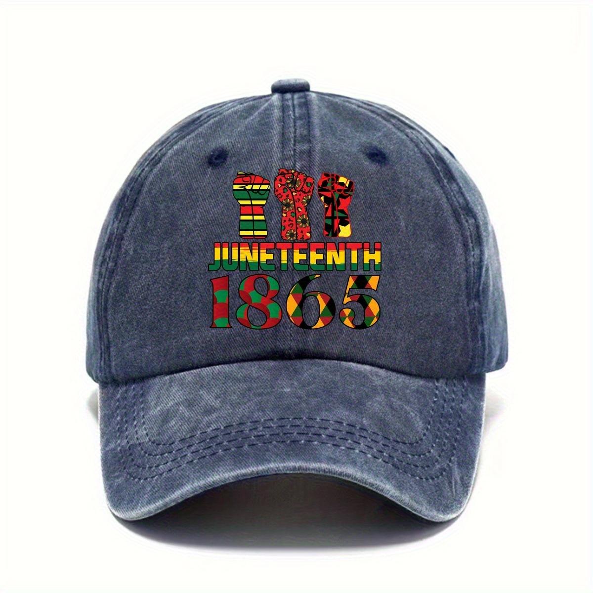 

Juneteenth 1865 Fist Baseball Cap Adjustable Polyester Casual Black Adult Headwear One Size