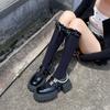 Black Hottie Pure Wind Over Knee Stockings Sweet Lace Lolita JK Stockings Cute Bow Calf Socks