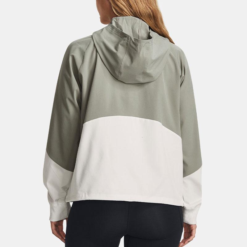 Under Armour Woven Full-Zip Color Block Hooded Jacket Women Jackets Grove-Green 1369889-504
