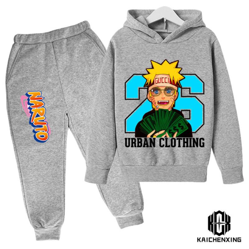 2023 Mode Kinderkleidung Anzug Jungen Naruto Hoodie Hosen 2 Stück Kinder Cartoon Naruto Trainingsanzug Junge Naruto Anzug