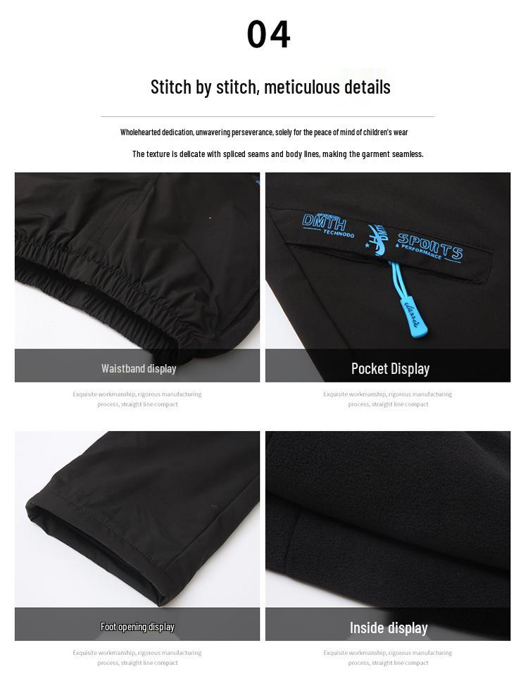 2025 Fleece-Lined Windproof Pants for Kids - Seasonal Outdoor Protection, Sports Pants for Boys and Girls, Spring/Autumn/Winter.