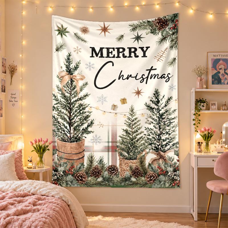 Christmas Printed Tapestry Wall Hanging For Bedroom Living Room Wall Decor Holiday Gift