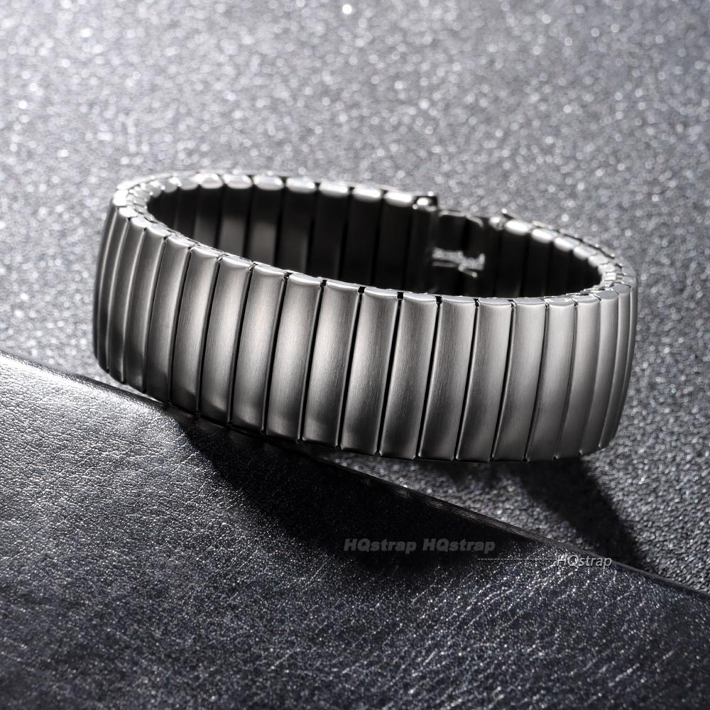 Elastisches Edelstahl-Uhrenarmband für Swatch 17mm 20mm Herren Damen Metall-Dehnungsarmband Poliert Matt Armband
