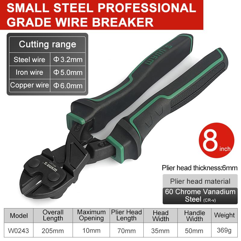 8" Mini-Bolzenschneider Federbelastet Klein Robust Drahtseilschneider Drahtschneider Bewehrungsschere Klemmen Werkzeuge
