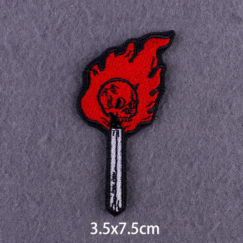 Red Fusible Patches Hiphop Iron On Thermoadhesive Patches For Clothes Cross Skull Embroidery Patches For Jacket Logo Applique