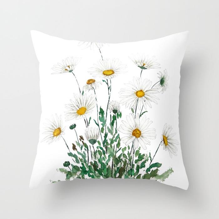New Flower Plant Peach Velvet Pillow Case Sofa Pillow Car Cushion