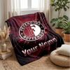 Feyenoord Custom Name Text Flannel Blanket Soccer Logo Personalized Fleece Throw Blanket Special Gift For Sofa Bedroom Home