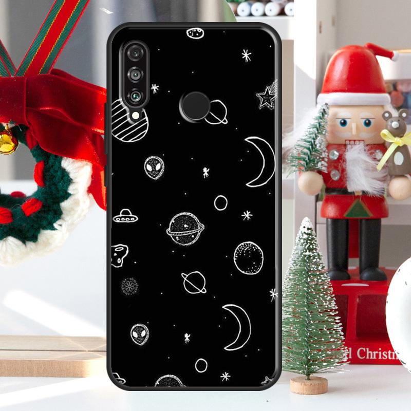 Black Moon Stars Space Astronaut For Huawei Nova 7i 8i 11i 12i 12s Y73 Y70 Y90 Y60 Y72 Y61 Y91 9 10 SE P30 Pro P40 Lite Case