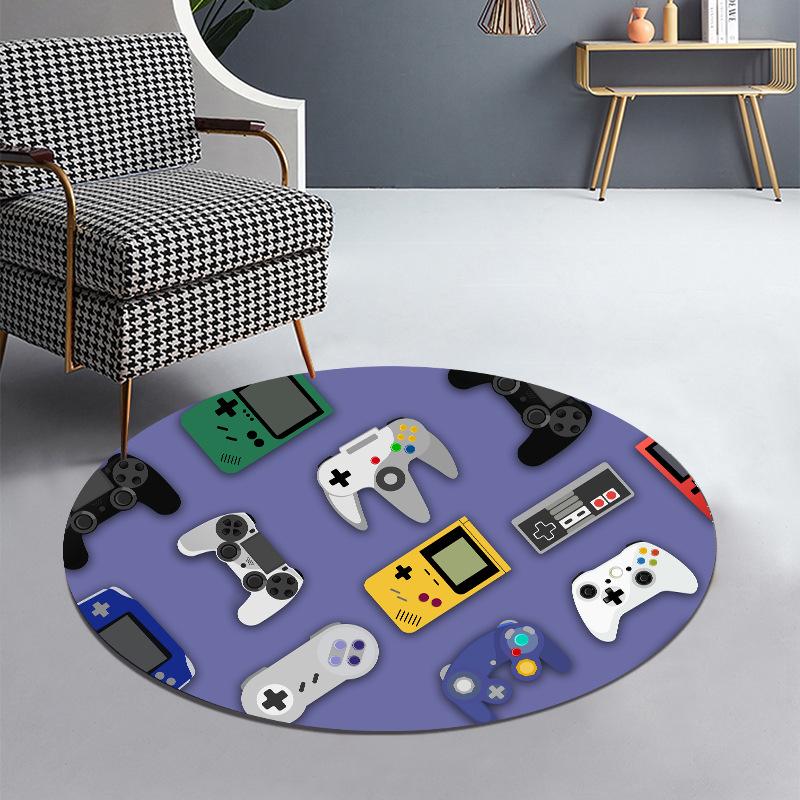 Okrągły kolorowy dywanik do gier, antypoślizgowy, do salonu, do pokoju e-sportowego, dywanik wejściowy nadający się do prania w pralce