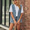 Sleeveless Vest Large Pockets Button Front Jacket Sleeveless Vest for Women Lady Dating Blue S