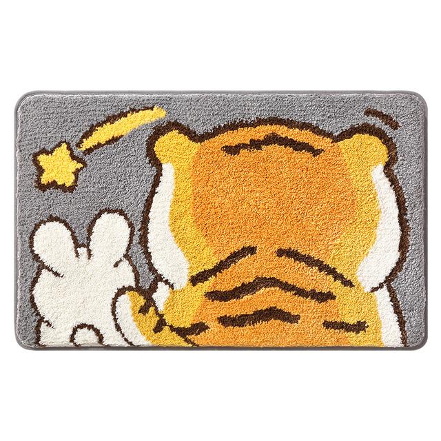 Tiger Absorbent Bathroom Door Entrance Mat Cartoon Bath Rug Bathroom Non -Slip Toilet Mat Entrance Children 'S Room Carpet 