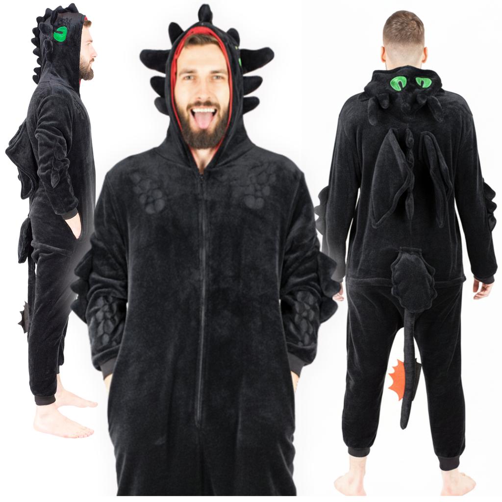 Kigurumi overal teplé pyžamo Night Fury Toothless pánský overal m S