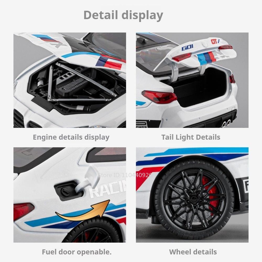 Scale 1:24 M4 M3 Car Model Toy Metal Diecast Doors Opened Supercar Exquisite Interior Design Models Office Table Ornament