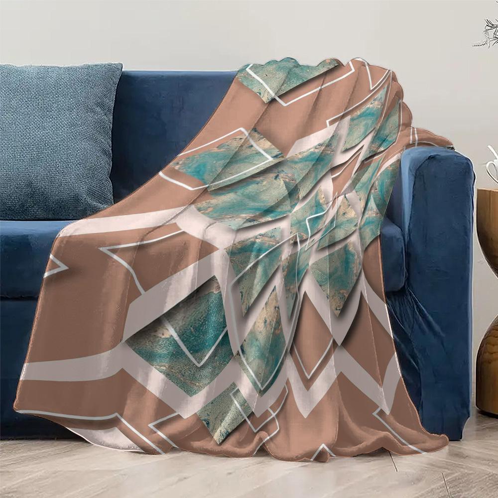 Geometric Marble Print Fleece Blanket Sofa Bed Throw Decorative Cushion Cover Bedding