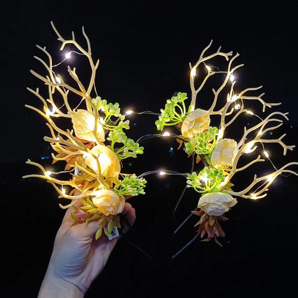 Colorful Flashing Headband LED Lights Luminous Deer Horn Hair Band LED Glow Headband  Kids Gift