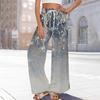 Pantaloni da donna stampati a gamba larga con tasche, vita alta con coulisse, pantaloni casual larghi