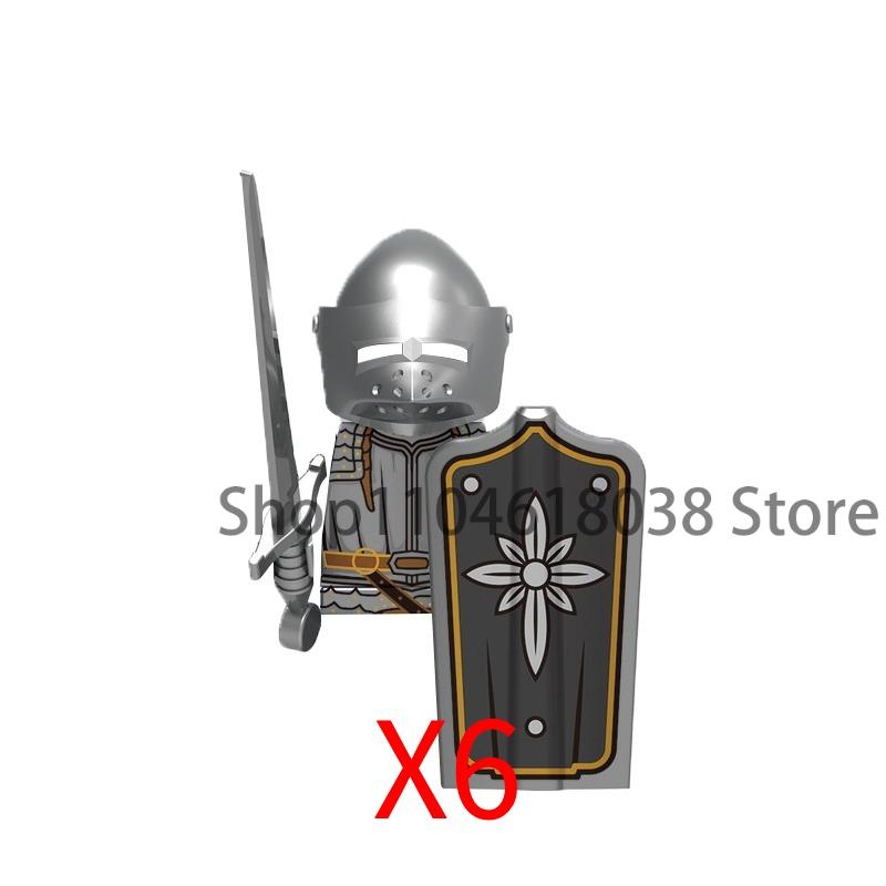Medieval Castle Soldier Action Figures Building Block Empire Templars Lancer Warrior Militia Helmet Shield Sword Bow Toy Gifts