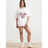 Oversized T Shirt Black Pixel Heart Pattern Happy Heart Text Print Casual Streetwear Fashion Women Summer Top