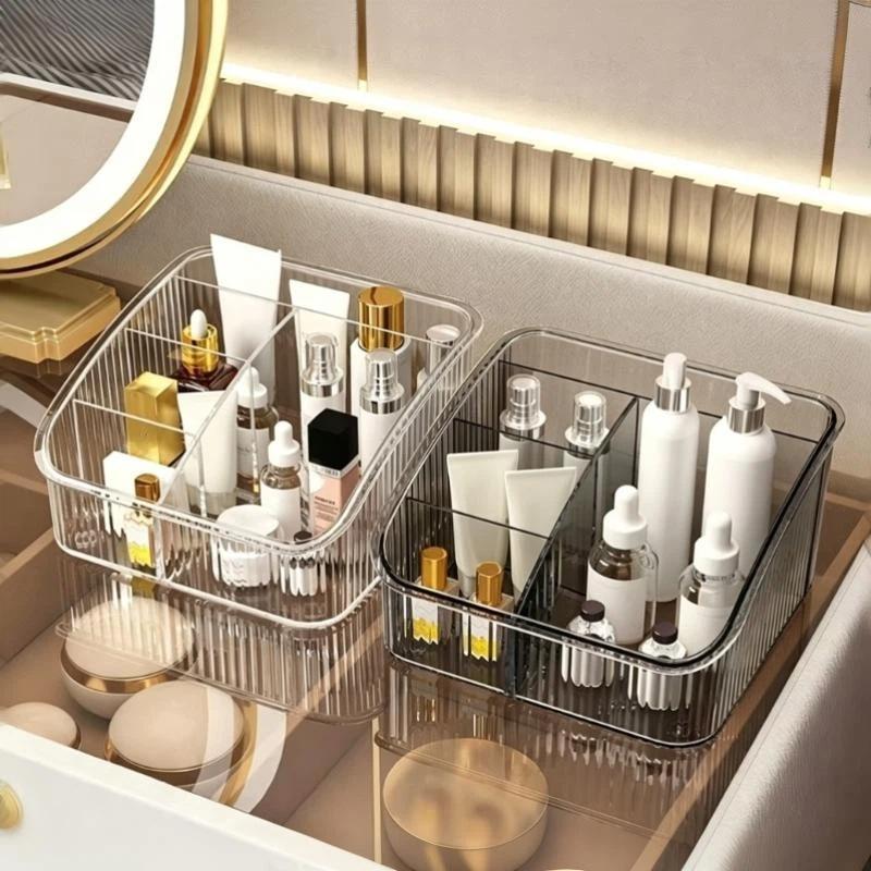 5 Grid Clear Trapezoidal Desktop Storage Box Waterproof Plastic Organizer for Dressing Table Nail Polish Holder Storage