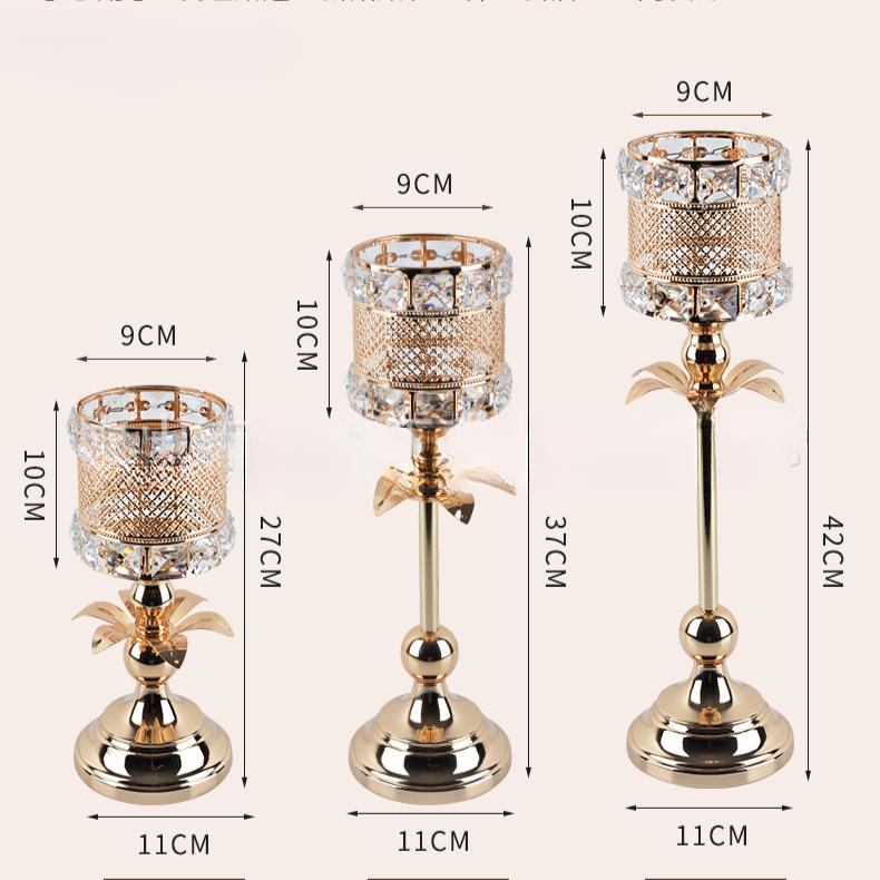 1pc Elegant Nordic Metal Crystal Candleholder Retro Style Candlestick Stand for Home Decor Wedding Party Centerpiece Unique Flower Shape Design