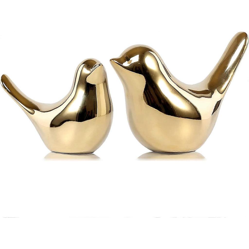 Gold Ceramic Animal Statue Home Decor Modern Style Ornament Two Pieces