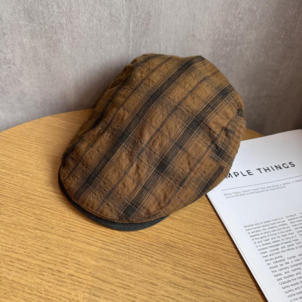 Vintage Plaid Forward Cap For Women Men Summer Sun Hat With Breathable Cotton Material
