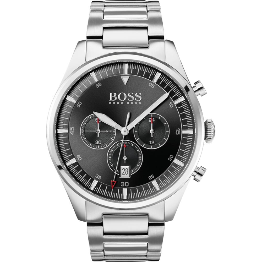 BOSS Pioneer Black Stainless steel Silver Men s Quartz Watch 1513712 чёрный
