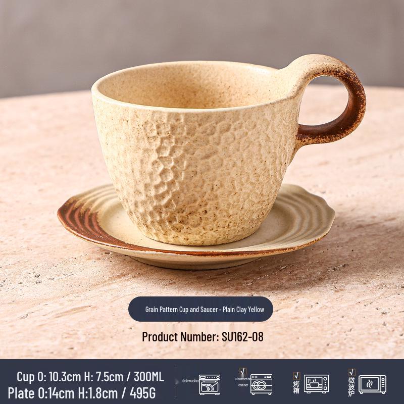 Wabi-Sabi Ceramic Coffee Cup & Saucer Set: Exquisite, High-End Latte Cup Perfect for Afternoon Tea