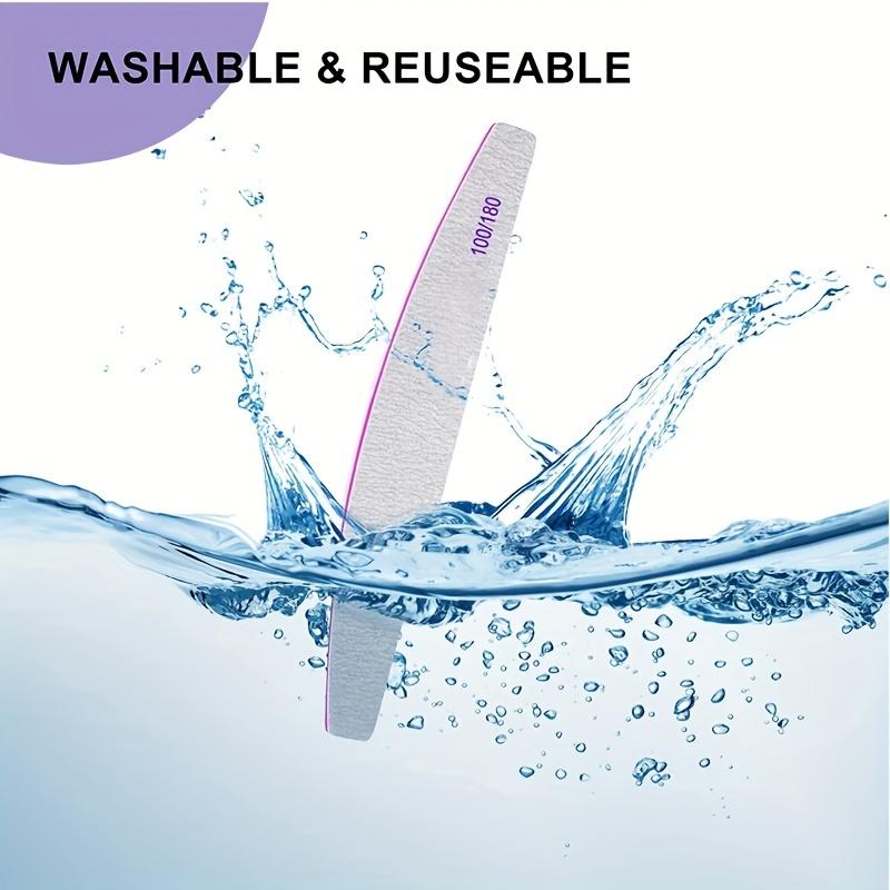 10Pcs Double Sided Nail Files For Manicure 100/180 Thick Sandpaper Curved Buffer Block Washable Manicure Tools Set