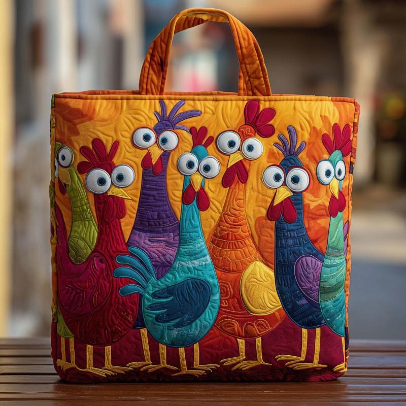 Chick Print Tote Bag 600D Oxford Cloth Shoulder Daily Use