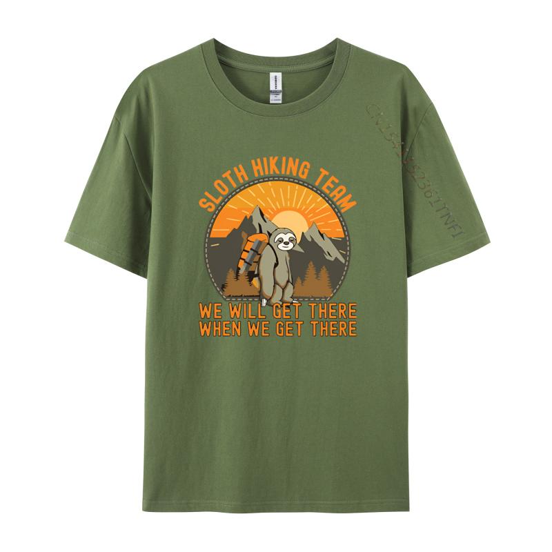 Retro Sloth Hiking Team We Will Get There Tshirt Graphic TShirt Normal High Quality Men Tops Tees Normal Cotton