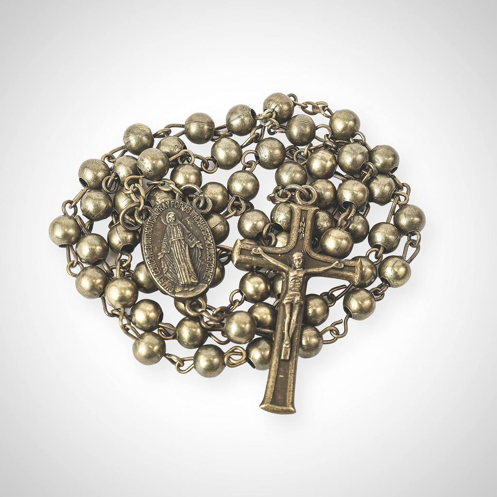 Nazareth Store Metal Bead Combat Rosary Necklace