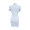 Fashion Color High Collar Short Sleeves Slim Fit Versatile Temperament Short Slim Dress