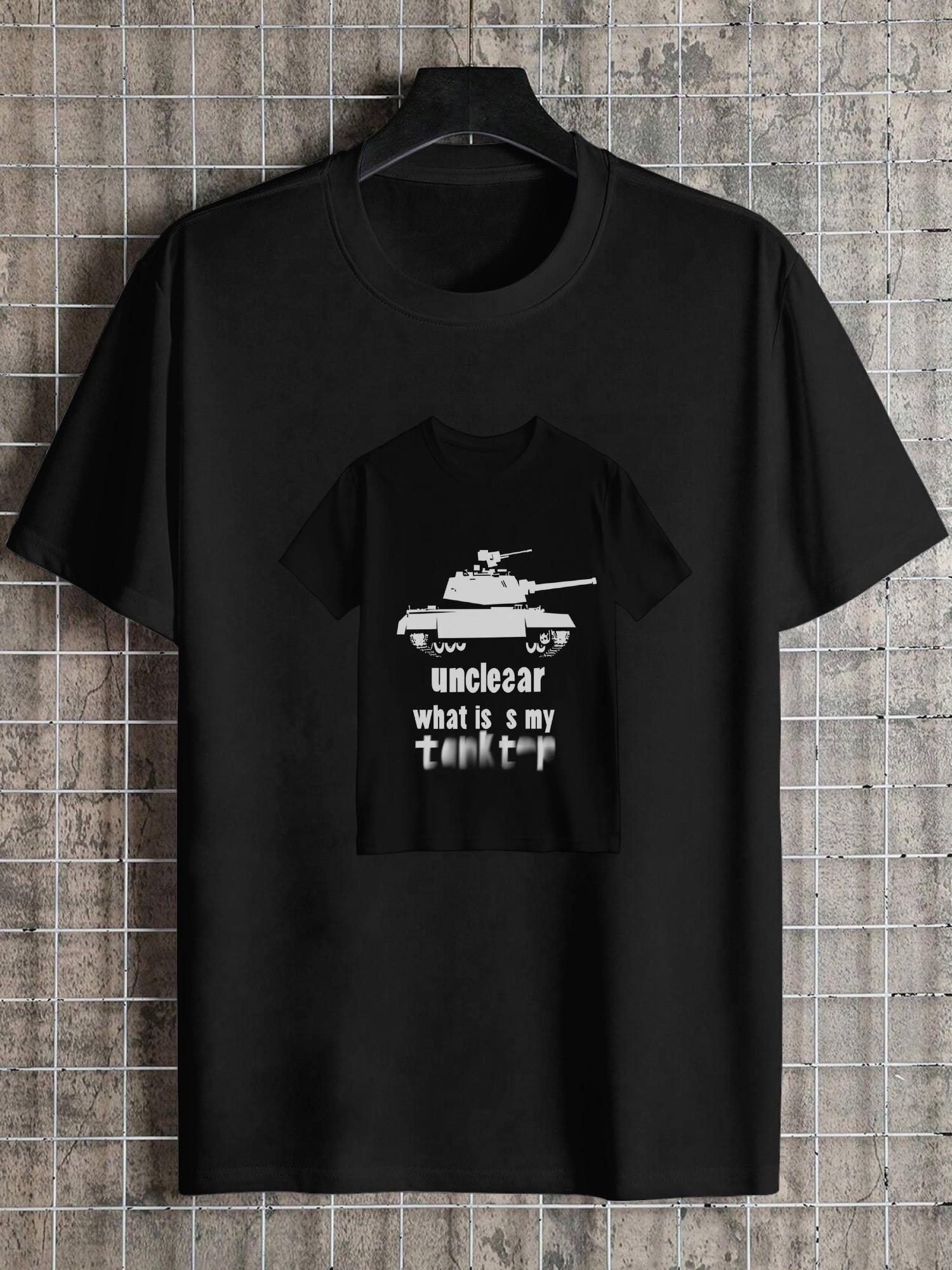 Black Graphic Military Silhouette T-shirt with Short Sleeves XXL