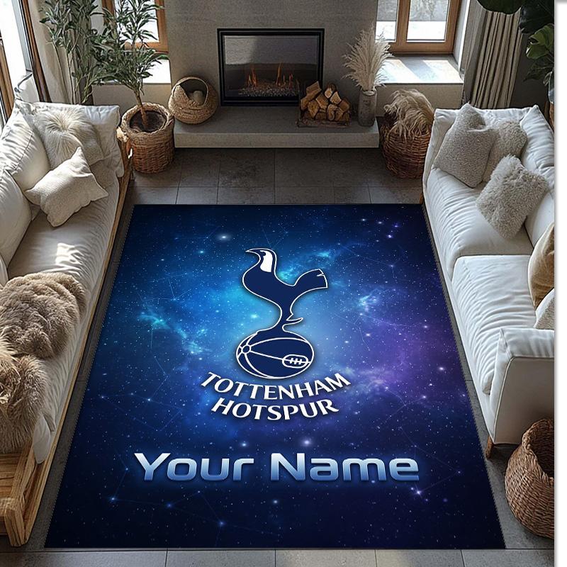 Tottenham Hotspur FC Printed Crystal Velvet Rug Non‑Slip Crystal Velvet Carpet For Sofa Bedroom Indoor Home Decoration