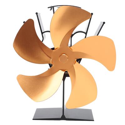 5-Blatt Wärmegetriebener Ofenventilator Kaminventilatoren Selbsterzeugender Thermoventilator für Holzscheitbrenner