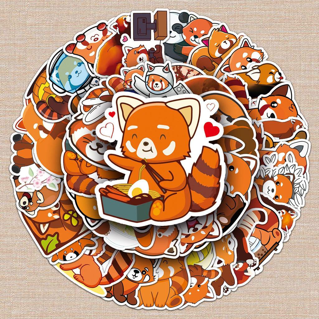 50 Red Panda Graffiti Stickers: Waterproof Cartoon Animal Stickers for DIY Phone Cases & Suitcases