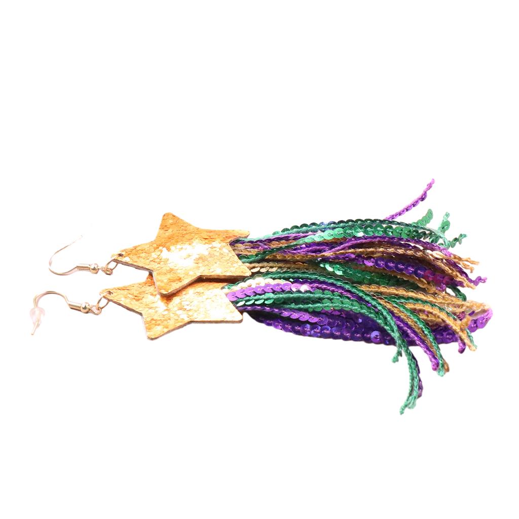 Orecchini Pendenti Stella Scintillante con Nappe Colorate e Paillettes Orecchini Pendenti Stella a Cinque Punte Accessori alla Moda