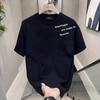 Casual Men'S Short-Sleeved T-Shirt Round Neck Trendy Brand Summer Pure Cotton Trendy T-Shirt Heavy Printing