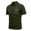 Men Heavyweight Loose Fit Jacquard Polo Shirt Workwear Multi Pocket Casual Short Sleeve Outdoor Shirt with Contrast Details