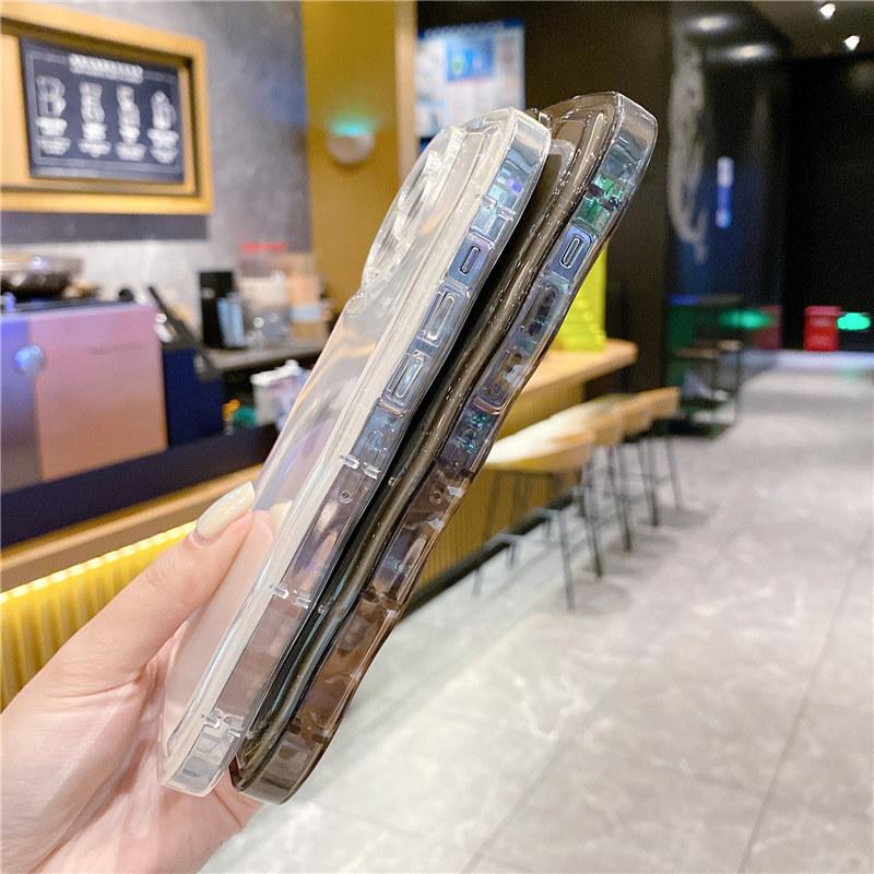 Objektivschutz Transparente lockige Wellen-Telefonhülle für Iphone 13 11 12 Pro Max Xs Max Xr X Xs stoßfeste Stoßstange klare hintere Abdeckung