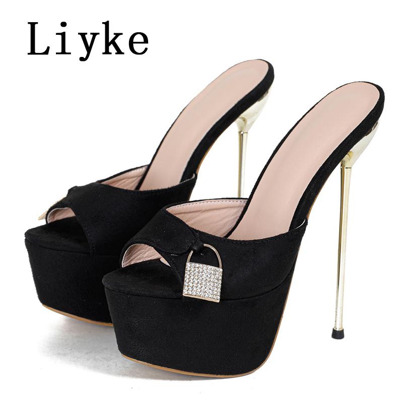 

Fashion Liyke Summer Fashion Metal Extreme Platform Slippers Women Sexy Peep Toe Stiletto Heels Sandal Ladies Club Stripper Shoes Slider 34 чёрный