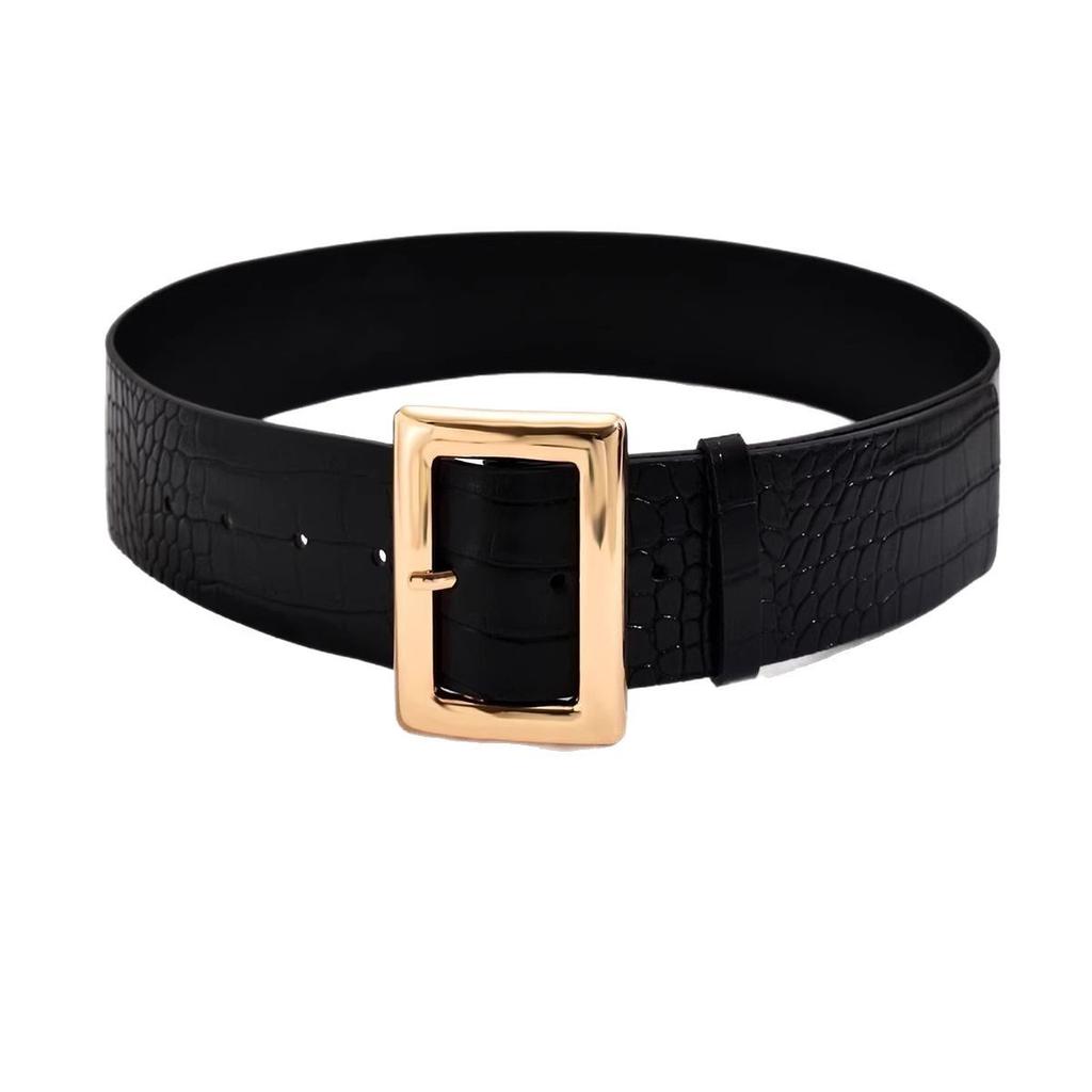 Fashionable Crocodile Pattern Belts for Woman 5.6cm Ultra Wide Belts Woman's Coat Accessories