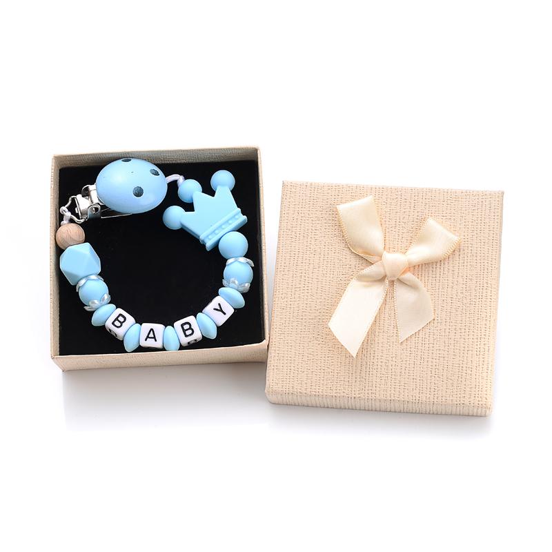 Verpackte Personalisierte Name Baby Schnullerclips Silikon Perlen Schnuller Schnullerketten DIY Stillspielzeug Anti-Drop Schnullerhalter Kette