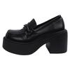 Japanese jk platform thick heel black one-pedal loafers French retro high heels women's 2025 autumn new models